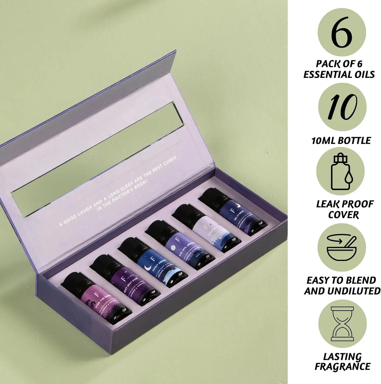 Sleep Essential Oils Set | Pure Essential Oils for Diffusers for Home, Set of 6 Essential Oil Blend or Oil Diffuser Essential Oils - Lavender, Rosemary & Peppermint | Valentines Day Gift