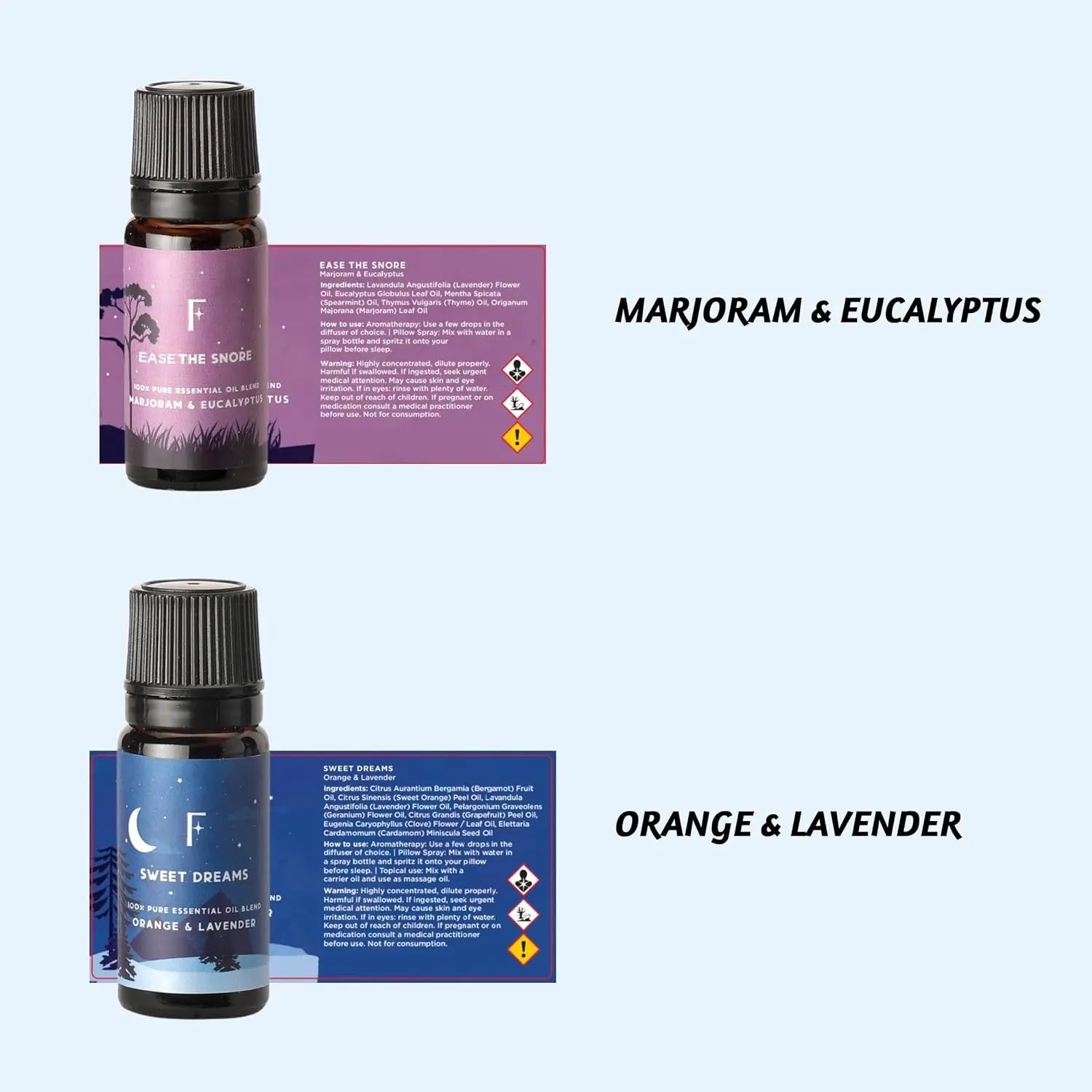 Sleep Essential Oils Set | Pure Essential Oils for Diffusers for Home, Set of 6 Essential Oil Blend or Oil Diffuser Essential Oils - Lavender, Rosemary & Peppermint | Valentines Day Gift